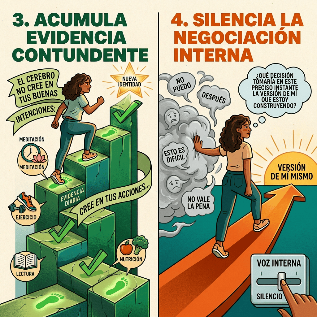 Infografía en español sobre acumular evidencia contundente y silenciar la negociación interna